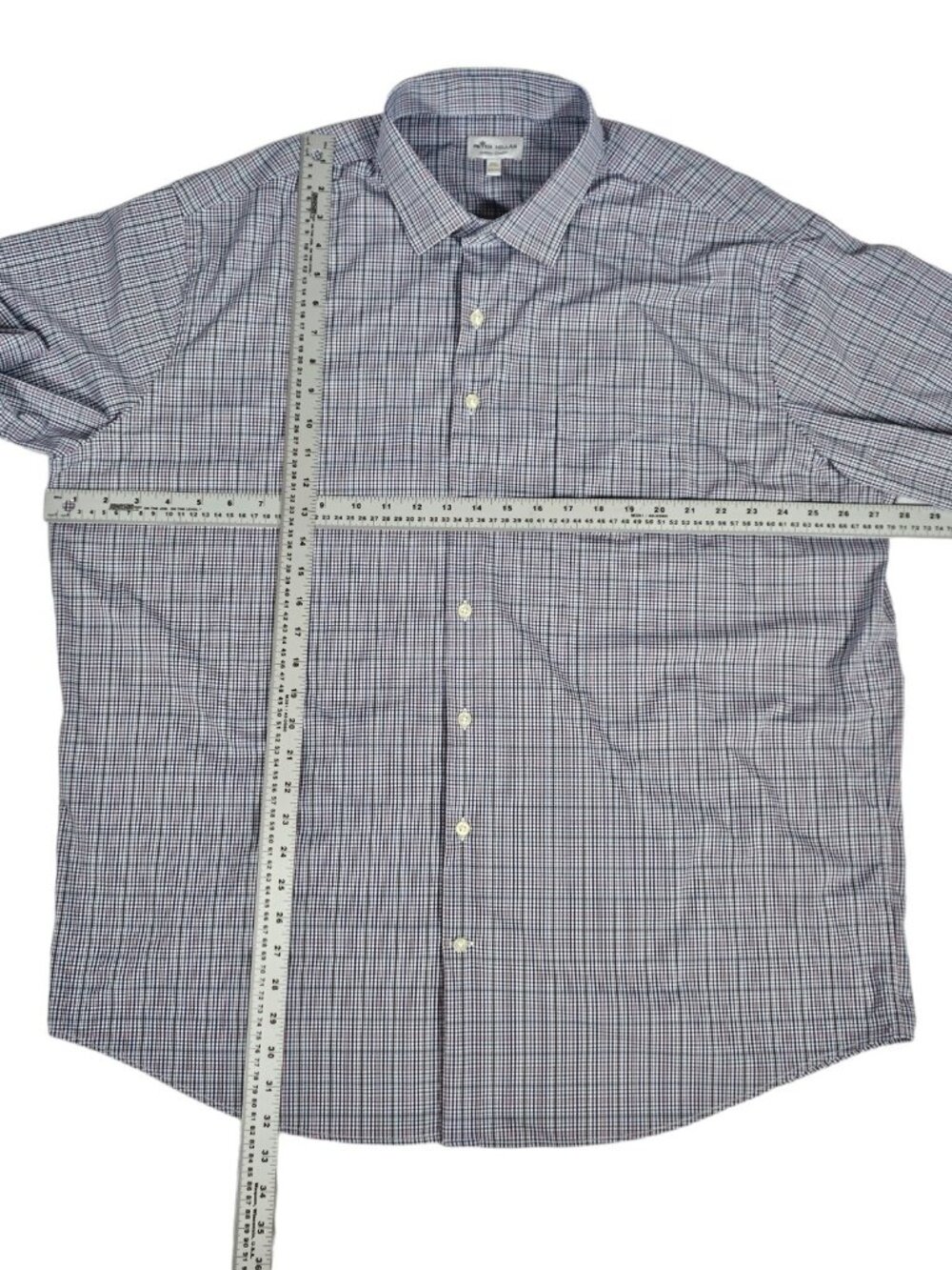 Peter Millar Summer Comfort Button Down Shirt Plaid Size XXL  White Blue Red